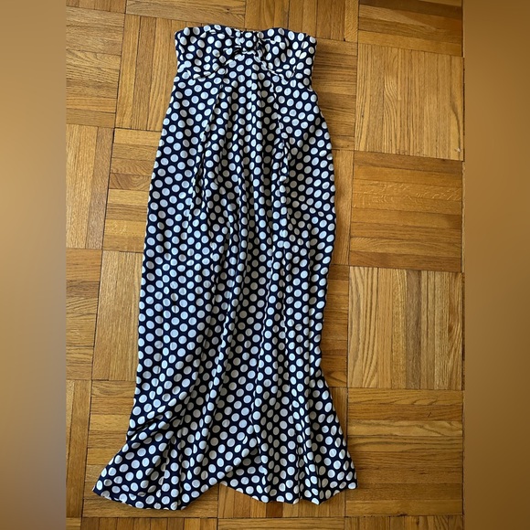 NWT! Fun navy and white polka dot strapless maxi dress by JCrew size 00 - Picture 4 of 5